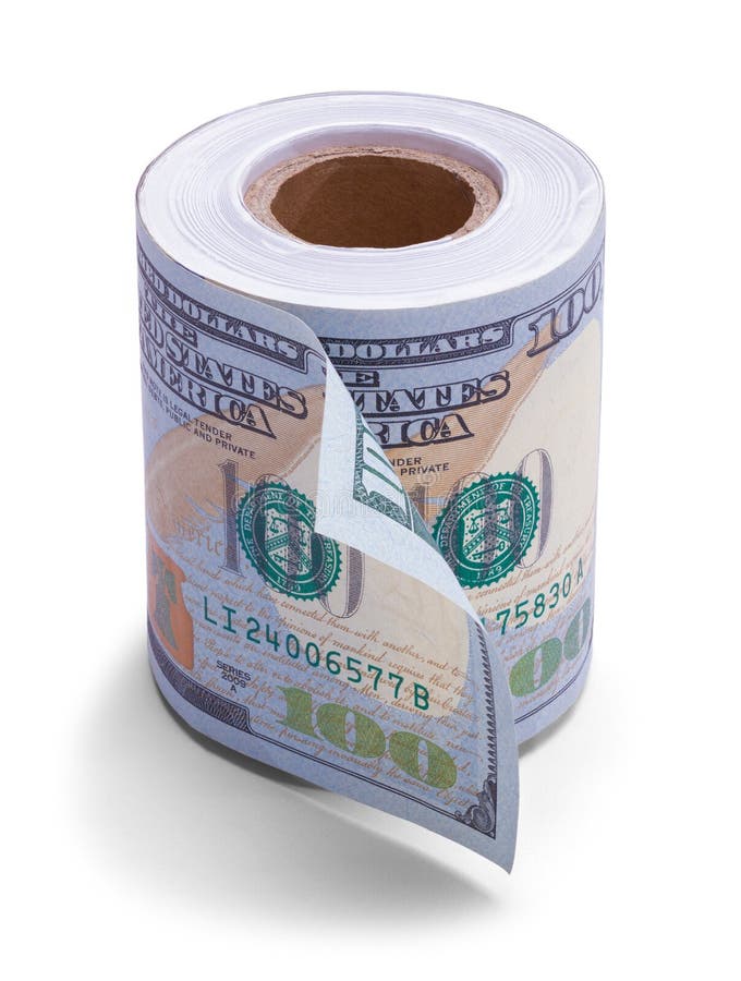 Hundert Dollar-Toilettenpapier-Rolle stockfotos Hundert Dollar-Toilettenpapier-Rolle stockfotos