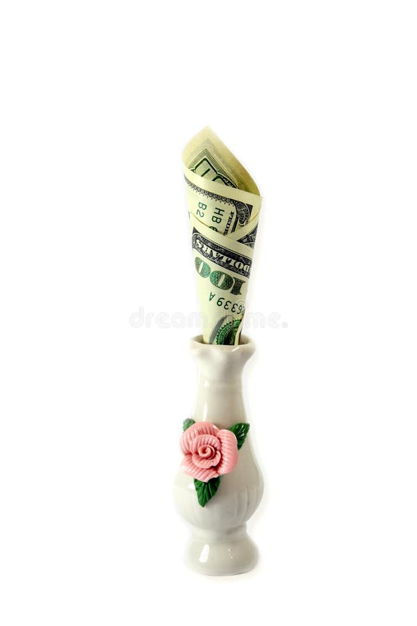 Hundred dollars in vase stock photo. Image of background 5362806