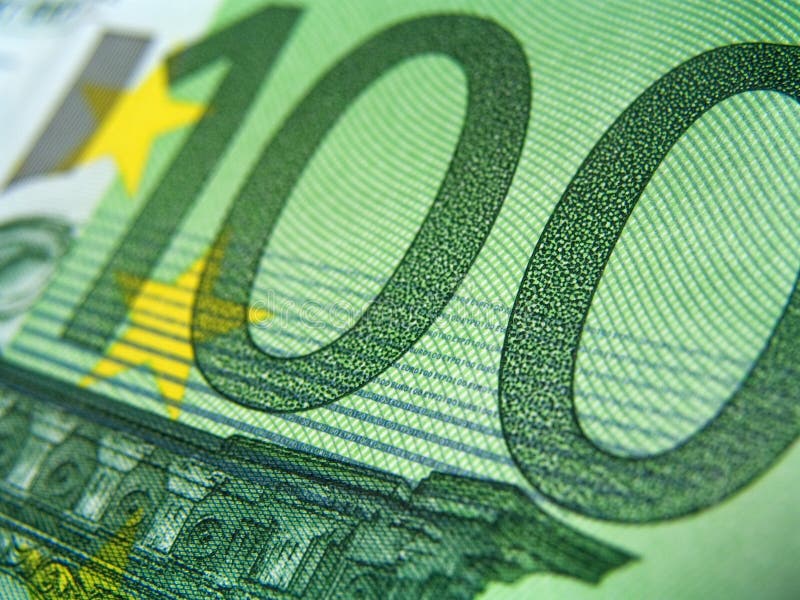 Hundred eur banknotes, detail