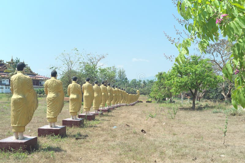 Hundred statue of monk near border of Burma. Hundred statue of monk near border of Burma.