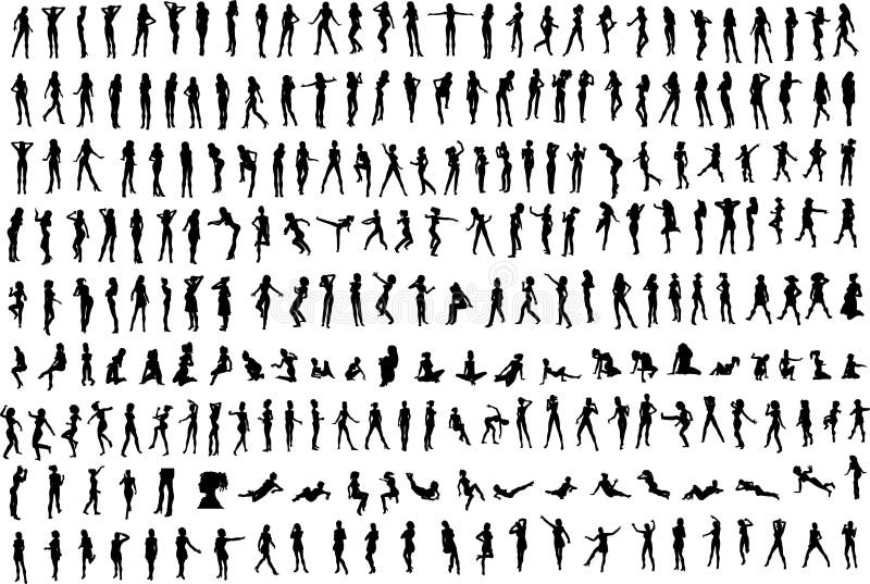 Hundreds Women's Silhouettes vector illustration Hundreds Women's Silhouettes vector illustration
