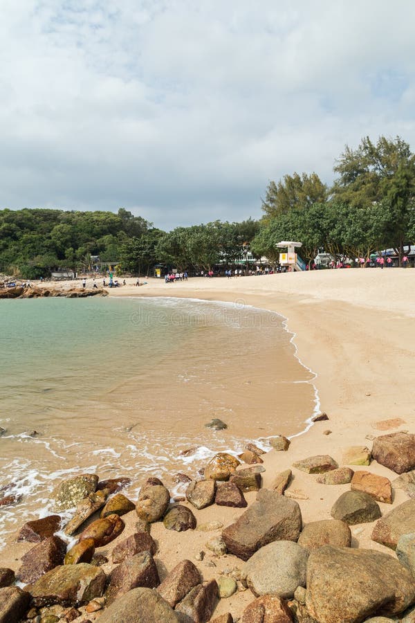 Hung Shing Yeh Beach sull'isola di Lamma in Hong Kong fotografia stock libera da diritti