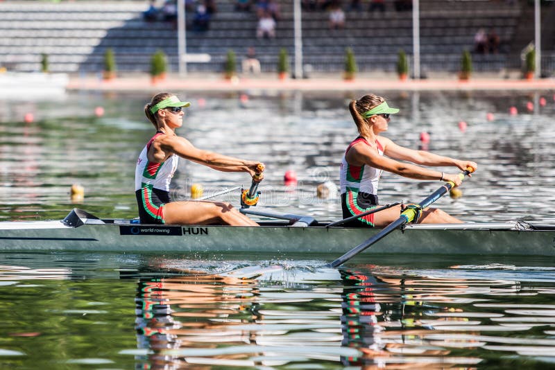 Hungarian athletes on a World Rowing Cup Competition rowing