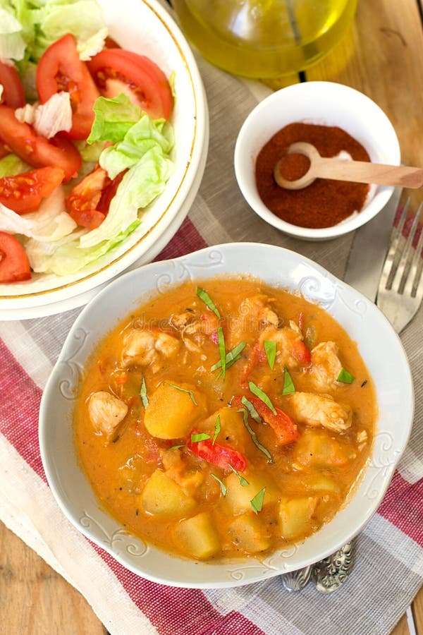 Hungarian Chicken Paprikash with Potatoes Stock Image Image of sauce
