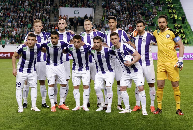 BUDAPEST, HUNGARY - MAY 7, 2016: The Team Of Ferencvarosi TC