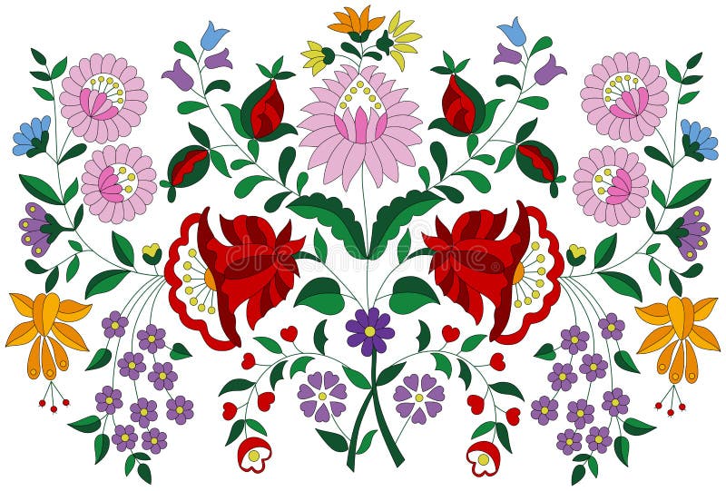 Hungarian embroidery folk pattern from Kalocsa region