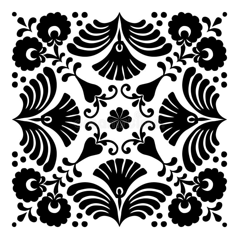 Hungarian motifs are square-shaped vector illustration