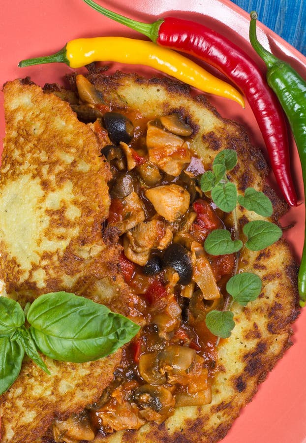 Hungarian pancake stock photo. Image of green, plate 53947902