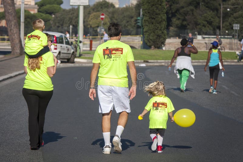 Hunger Run (Rome) - WFP - A whole family royalty free stock photos Hunger Run (Rome) - WFP - A whole family royalty free stock photos