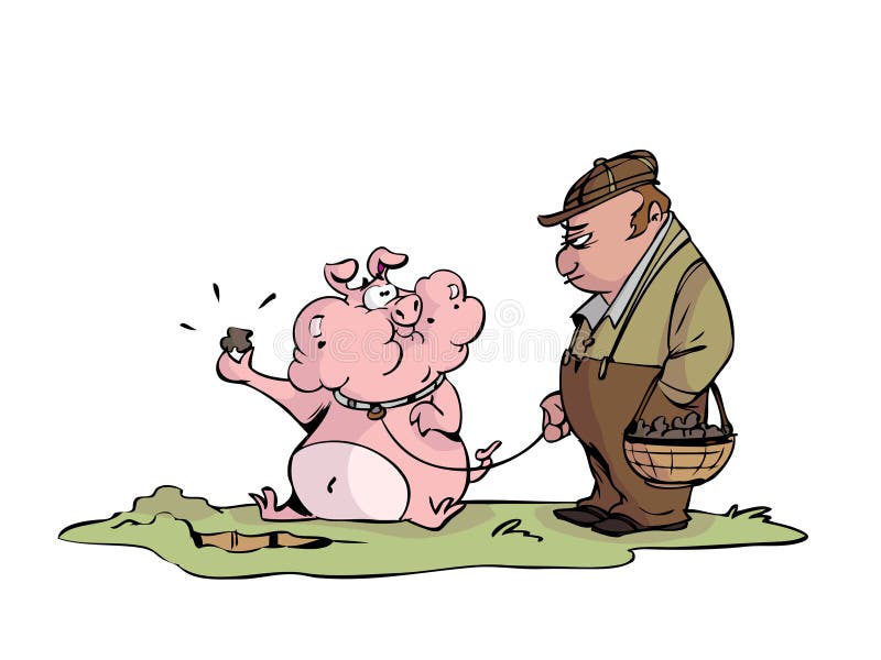 Hungry truffle pig stock illustration. Illustration of search 13251399