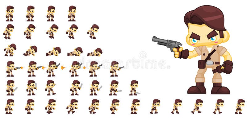 Hunter Character Sprites animado ilustração royalty free Hunter Character Sprites animado ilustração royalty free