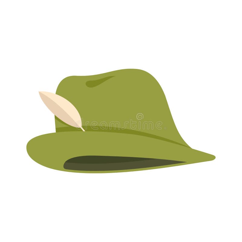 German Green Hat Icon, Flat Style Stock Illustration - Illustration of ...