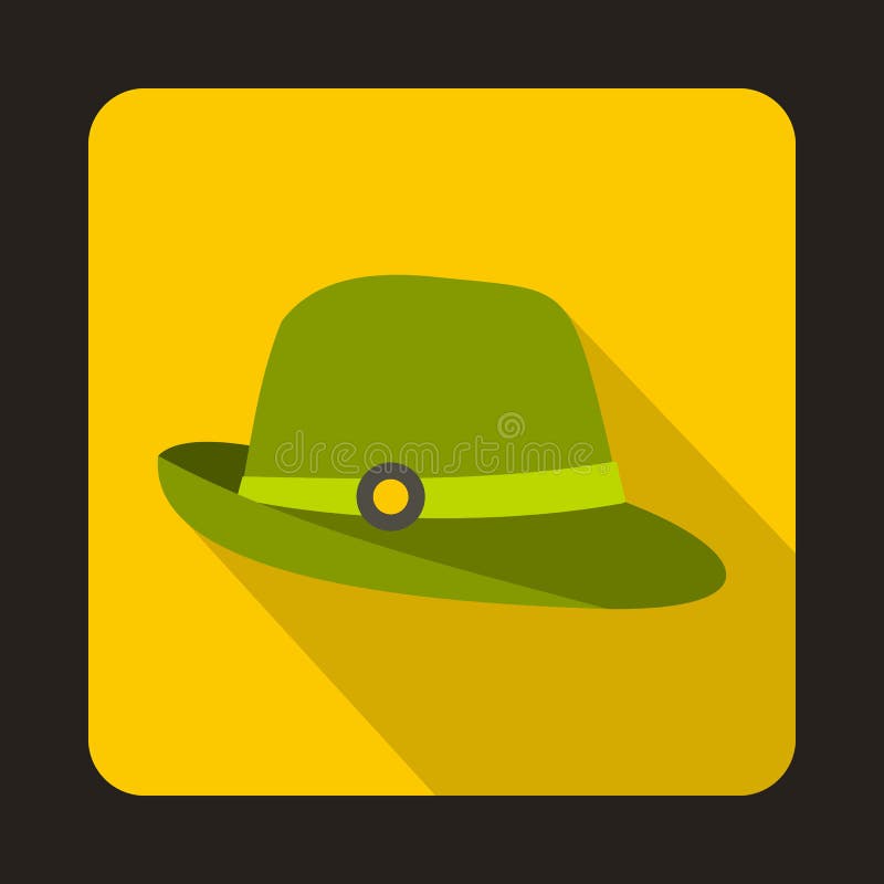 Hunter Hat Icon, Flat Style Stock Vector Illustration of cord