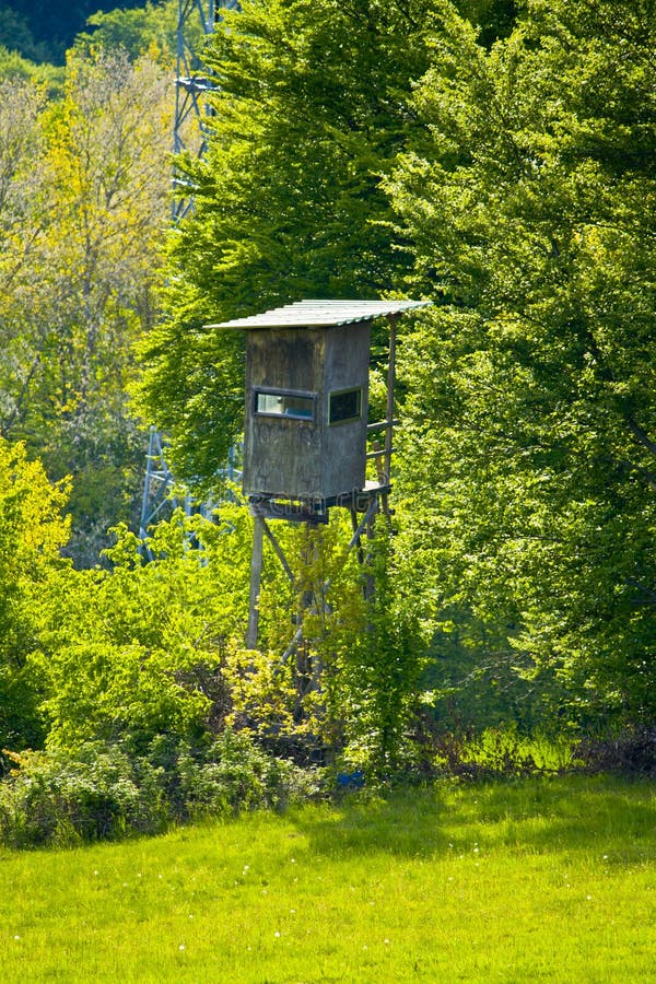A hunter`s seat at the edge of the forest at bavaria royalty free stock image A hunter`s seat at the edge of the forest at bavaria royalty free stock image