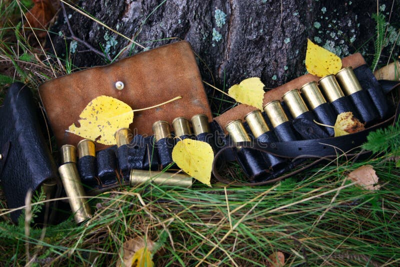 Hunting cartridges covered leaf