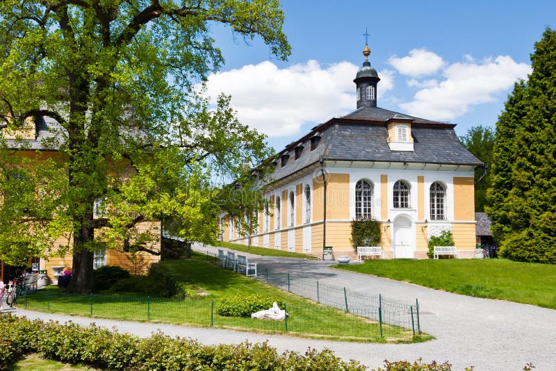 Hunting castle in the Classical style Kozel built in the 18th century, Pilsen region, West Bohemia, Czech republic.