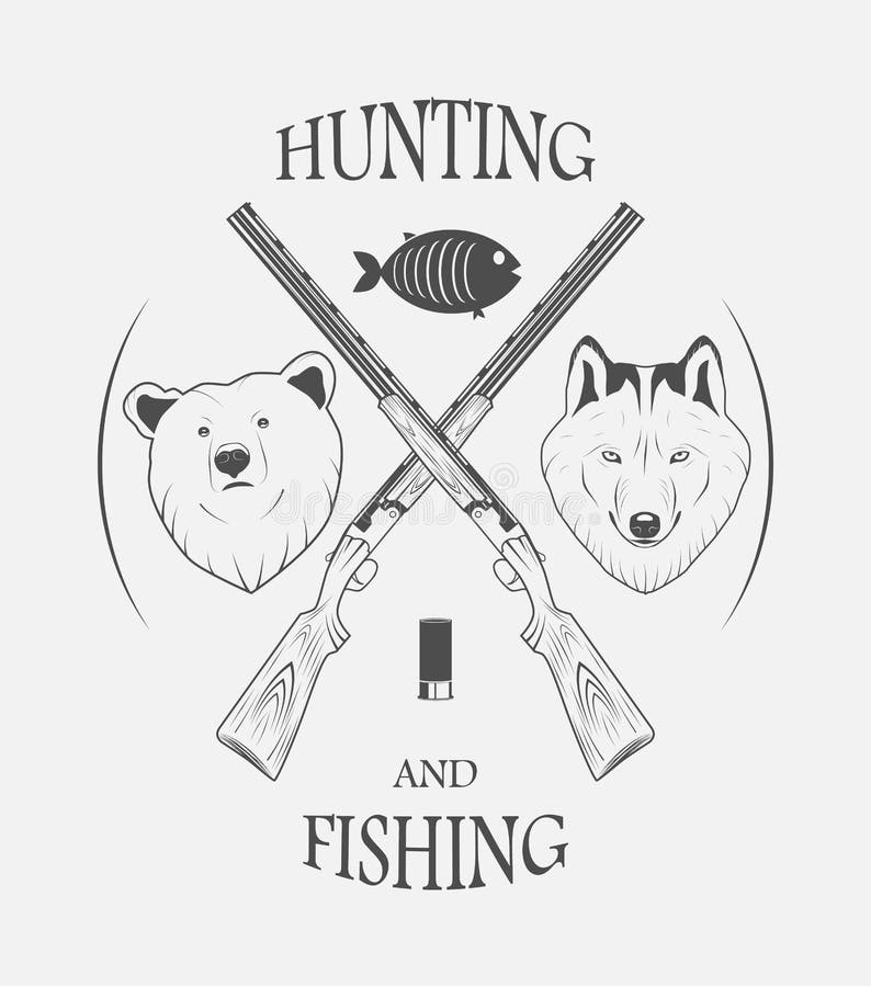 Hunting and fishing logo stock vector. Illustration of fishing - 79679669
