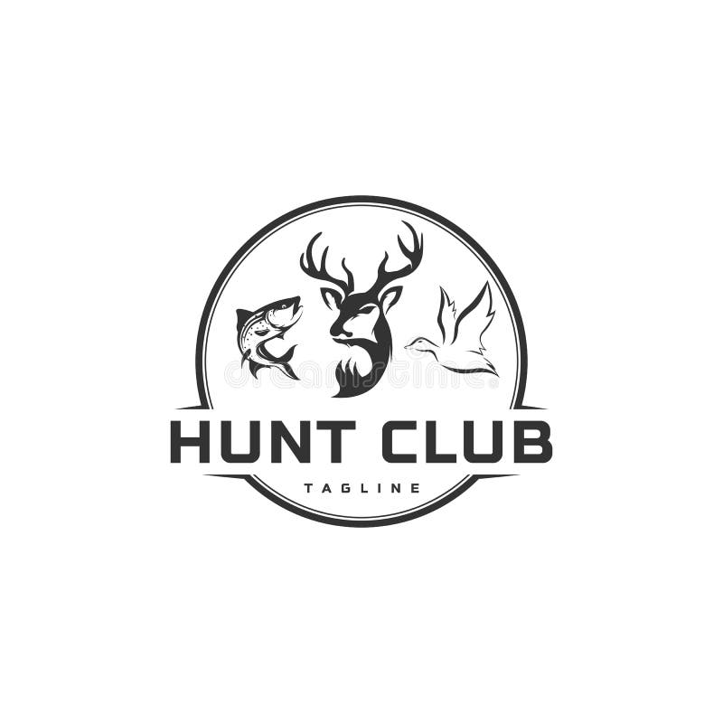 Hunting and fishing vector background , vintage idea with fish, deer and duck illustration vector illustration Hunting and fishing vector background , vintage idea with fish, deer and duck illustration vector illustration