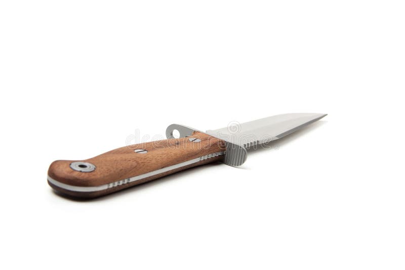 Hunting Knife with Wooden Handle, Isolated Stock Photo Image of sharp