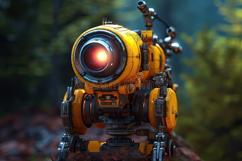 Hunting robot. Generative Ai vector illustration