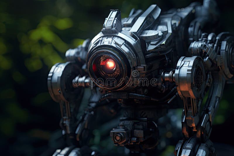 Hunting robot. Generative Ai stock illustration