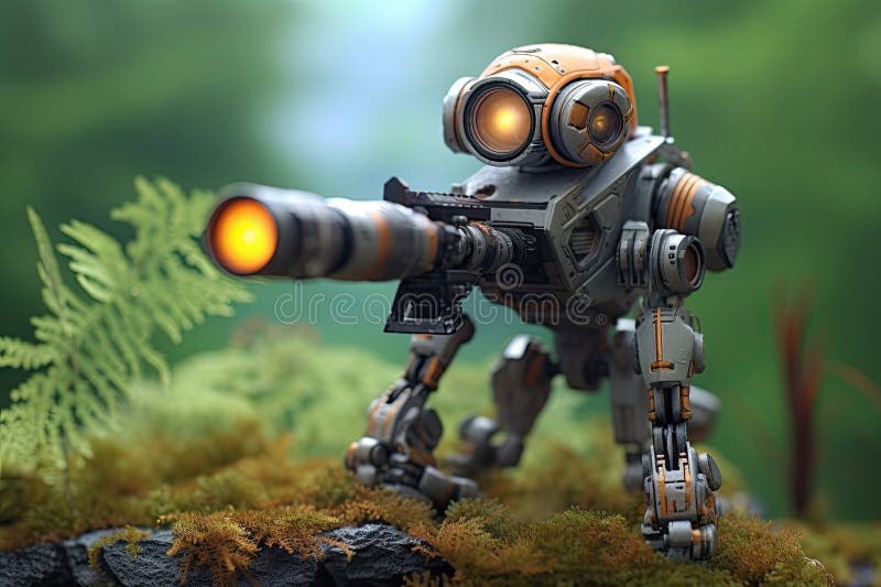 Hunting robot. Generative Ai royalty free illustration