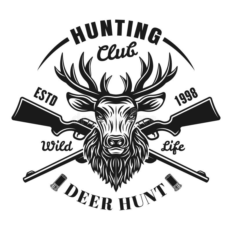 Hunting Vector Emblem with Deer Head and Rifles Stock Vector ...