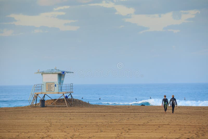 The Huntington Beach pier at sunrise royalty free stock image