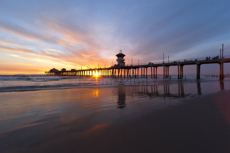 Manhattan Beach Pier at Christmas Stock Photo Image of storm, pilings