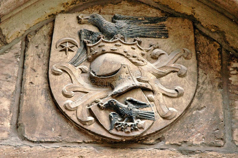 匈牙第（科尔文）王室的中古纹章 库存照片