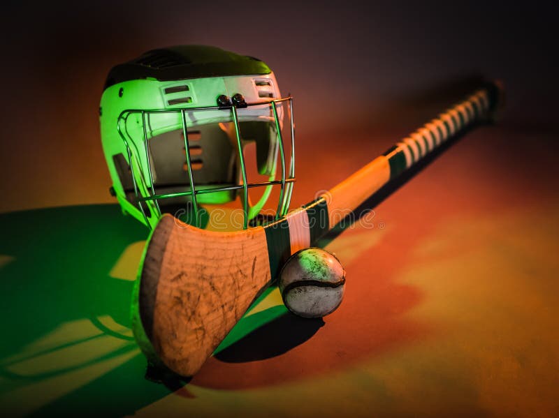 Hurling Equipment Color Studio Shot Stick Ball Helmet Colorful Green Orange Light Irish 37495723 