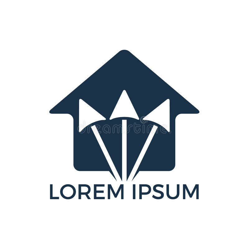 Hus med pilaff?ren Logo Design royaltyfri illustrationer Hus med pilaff?ren Logo Design royaltyfri illustrationer