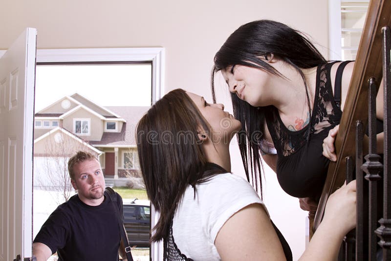 Husband Coming Home Finding His Wife Cheating Stock Image Imag