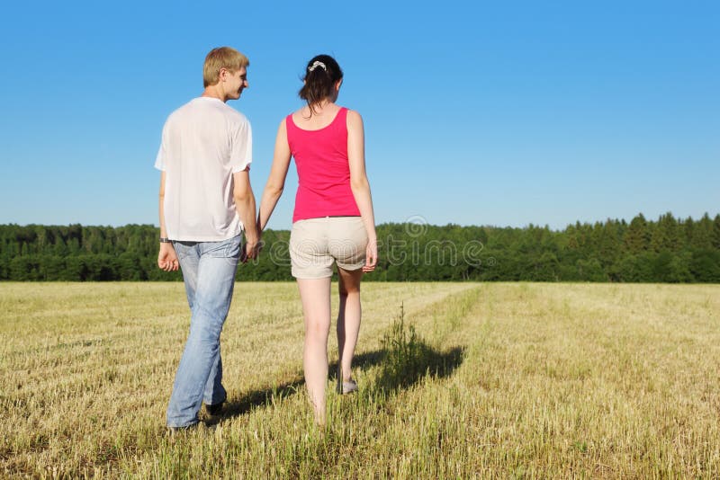 Husband, Wife Walking in Beautiful Field Stock Photo Image of