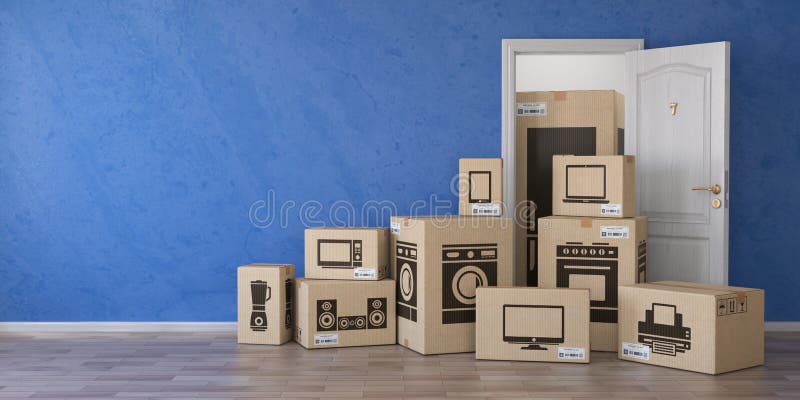 Hushållkökanordningar och hem- elektronik i papp b stock illustrationer Hushållkökanordningar och hem- elektronik i papp b stock illustrationer