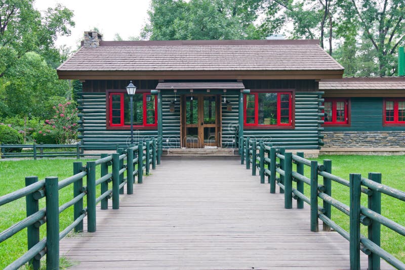 Wooden house on the lawn. Wooden house on the lawn