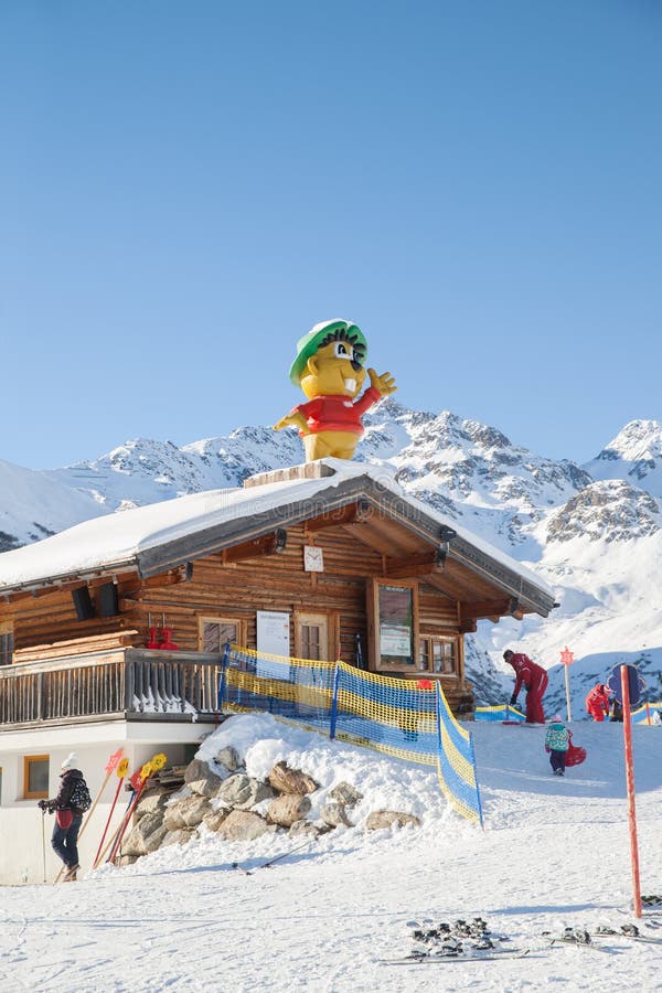 Hut of mountain ski school in Serfaus, Austria