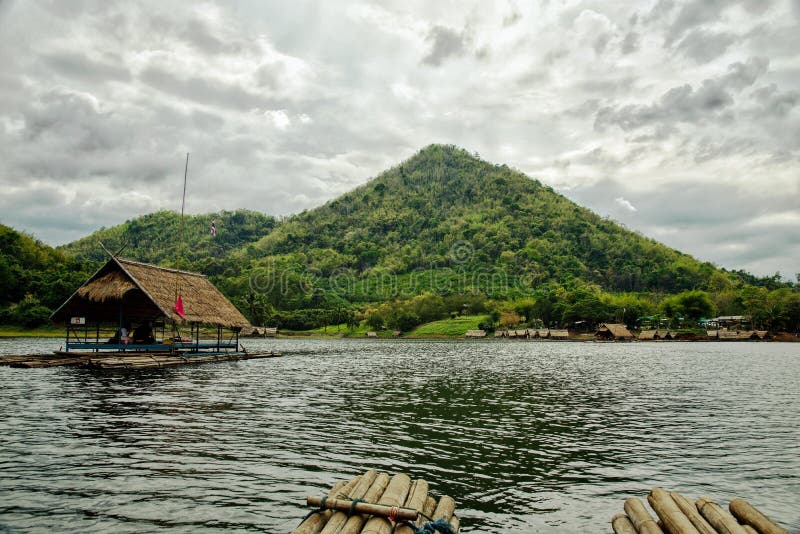 Hut rafts on the Lake in the mountains : Loei, Thailand