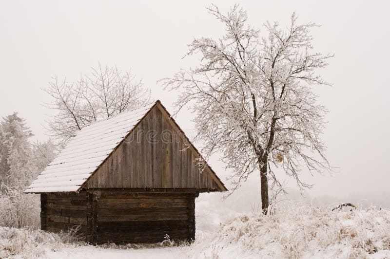 Hut in the snow