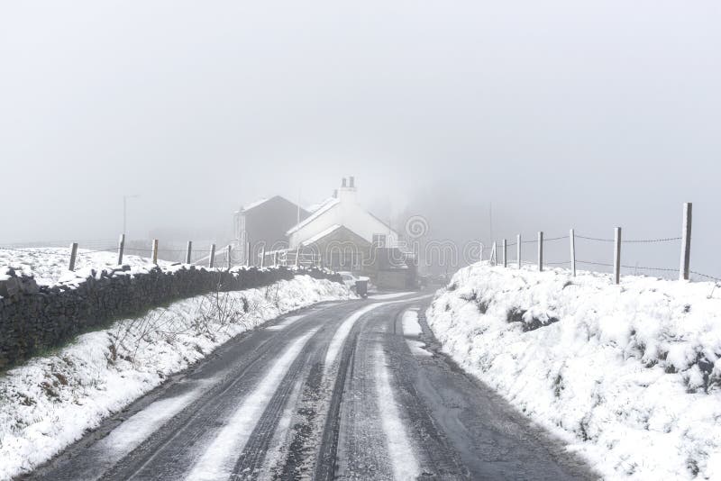 Hut in Snow British countryside royalty free stock photography