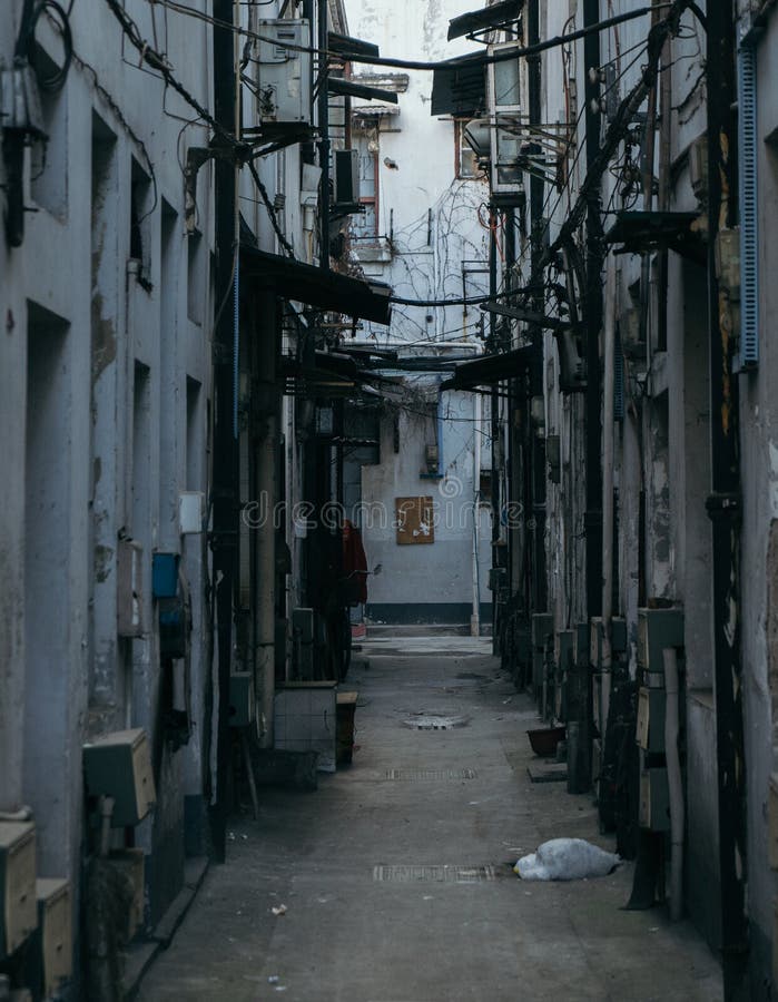 Wuhan China Asia winter These old buildings were built at about 1980s Wires and air conditioner are incongruous. Wuhan China Asia winter These old buildings were built at about 1980s Wires and air conditioner are incongruous