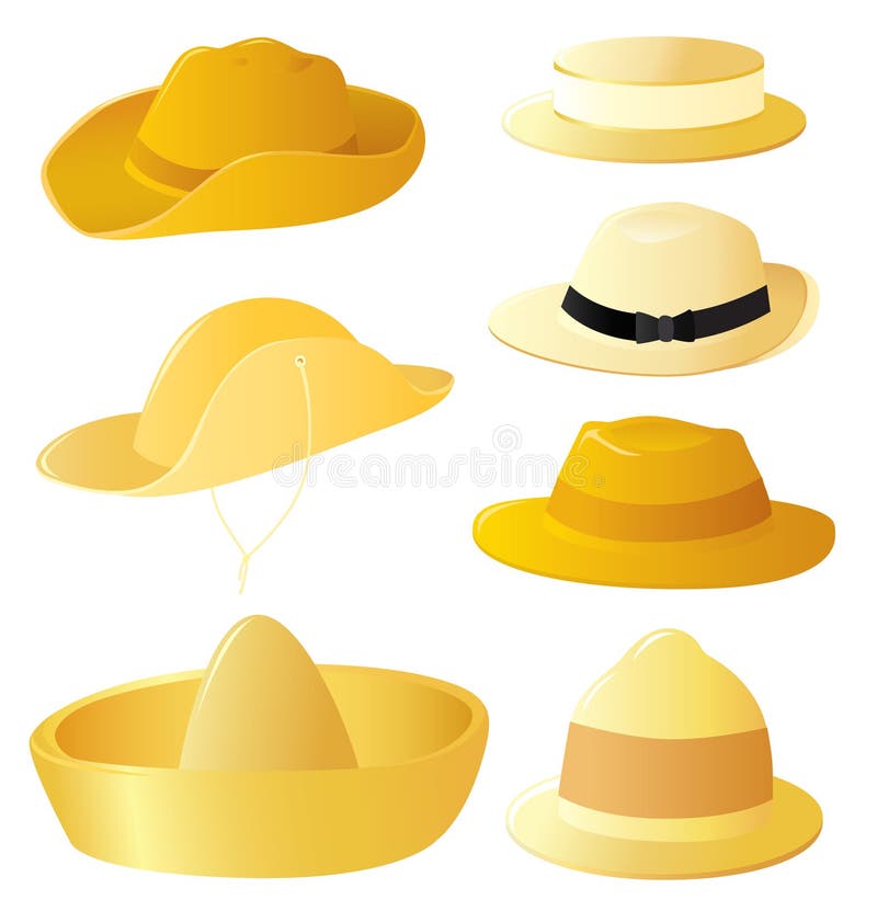 Man&#x27;s hat set. Each in separated layer. Vector elements. Man&#x27;s hat set. Each in separated layer. Vector elements.