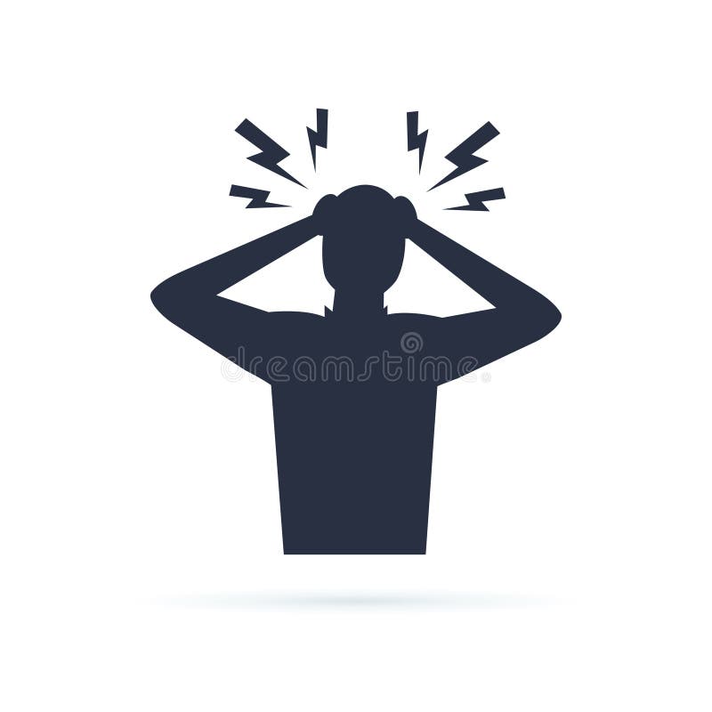 Headache glyph icon. Silhouette symbol. Anger and irritation. Frustration. Nervous tension. Aggression. Occupational stress. Emotional stress symptom. Negative space. Vector isolated illustration. Headache glyph icon. Silhouette symbol. Anger and irritation. Frustration. Nervous tension. Aggression. Occupational stress. Emotional stress symptom. Negative space. Vector isolated illustration