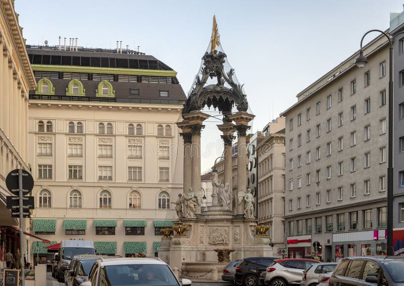 Huwelijks- Fontein, Hoher-Marktvierkant, Wenen, Oostenrijk royalty-vrije stock afbeeldingen Huwelijks- Fontein, Hoher-Marktvierkant, Wenen, Oostenrijk royalty-vrije stock afbeeldingen