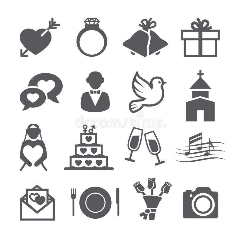 Huwelijkspictogrammen royalty-vrije illustratie Huwelijkspictogrammen royalty-vrije illustratie