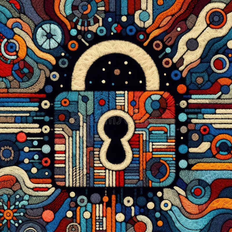 Huśtawka dzieł sztuki symbolizuje trwającą walkę o bezpieczeństwo cybernetyczne i ochronę wrażliwych ilustracja wektor