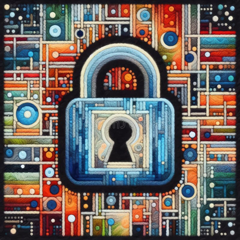Huśtawka dzieł sztuki symbolizuje trwającą walkę o bezpieczeństwo cybernetyczne i ochronę wrażliwych royalty ilustracja