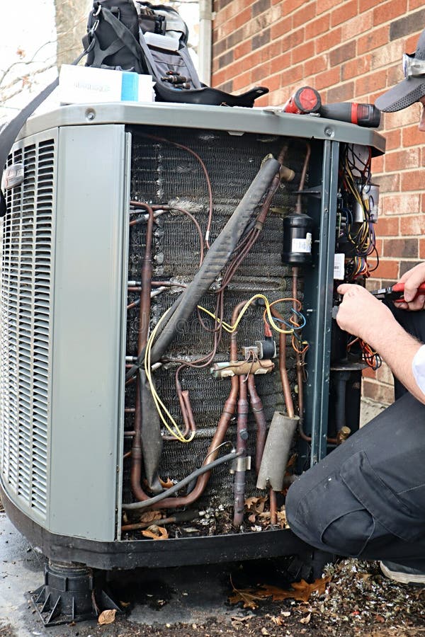 HVAC Heat pump being serviced