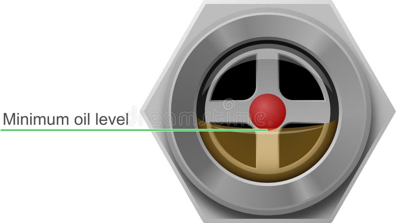 Illustration of a site glass showing minimum oil level of an HVAC system. Illustration of a site glass showing minimum oil level of an HVAC system.