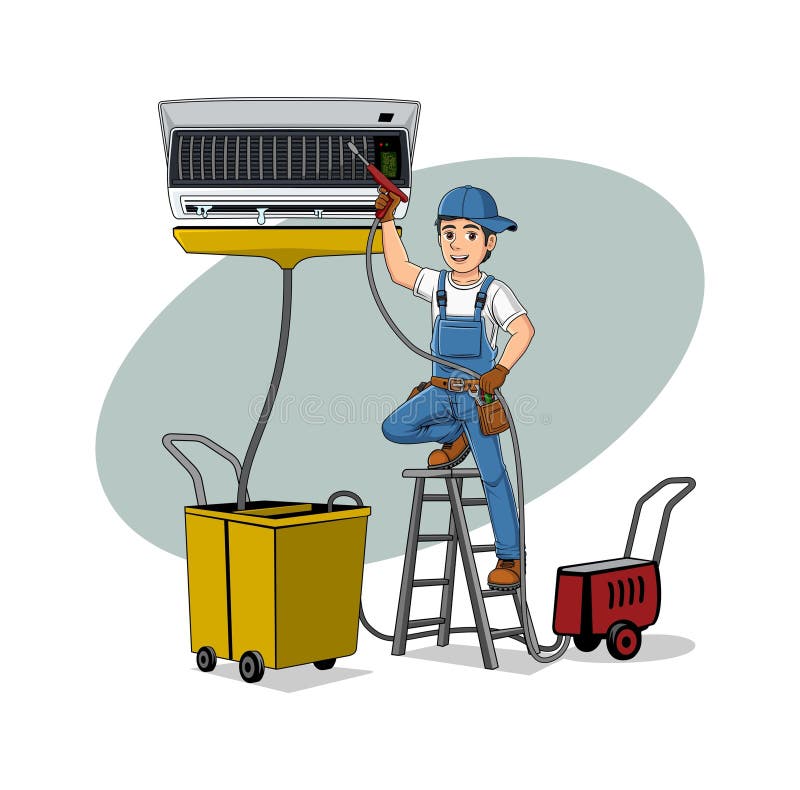 HVAC Service Cartoon Character Design Illustration Stock Vector